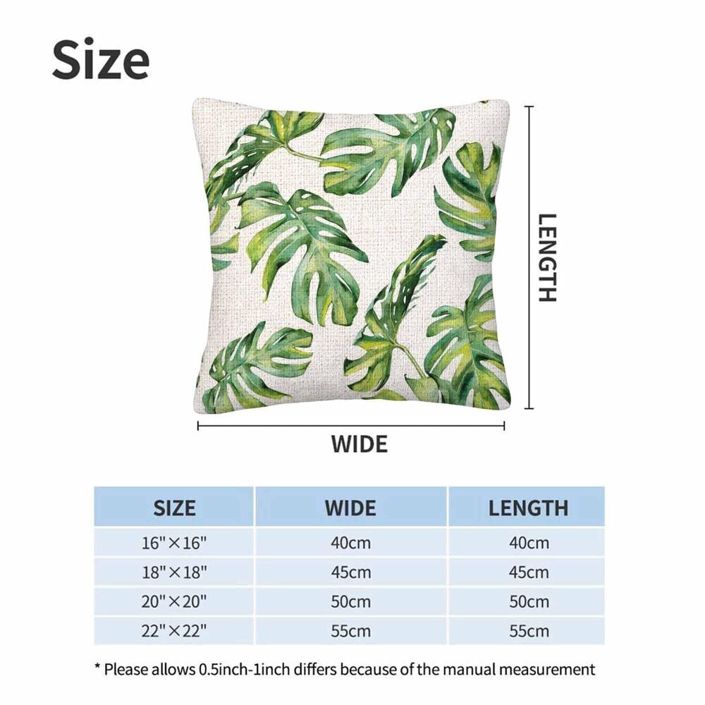 4728 Watercolor Palm Throw Pillow Covers Set of 2,Tropic Summertime Motif - Picture 7 of 7
